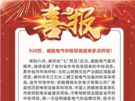 920萬，威勝電氣中標(biāo)項目迎來多點開花！
